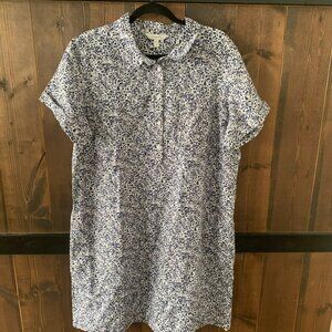 Garnet Hill Linen Relaxed Popover Shirt Dress Women's Size XL